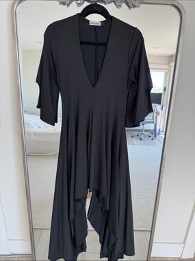 Women's Black Asymmetrical V-Neck Dress by the Melrose Blvd brand Cosmo&Donato